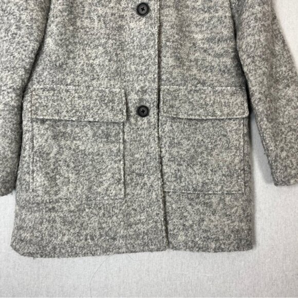 London Fog hooded sherpa wool blend long button front faux fur coat Sz S - Picture 3 of 11